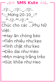 SMS xếp hình chúc mừng ngày phụ nữ Việt Nam 20 -10 đặc biệt 